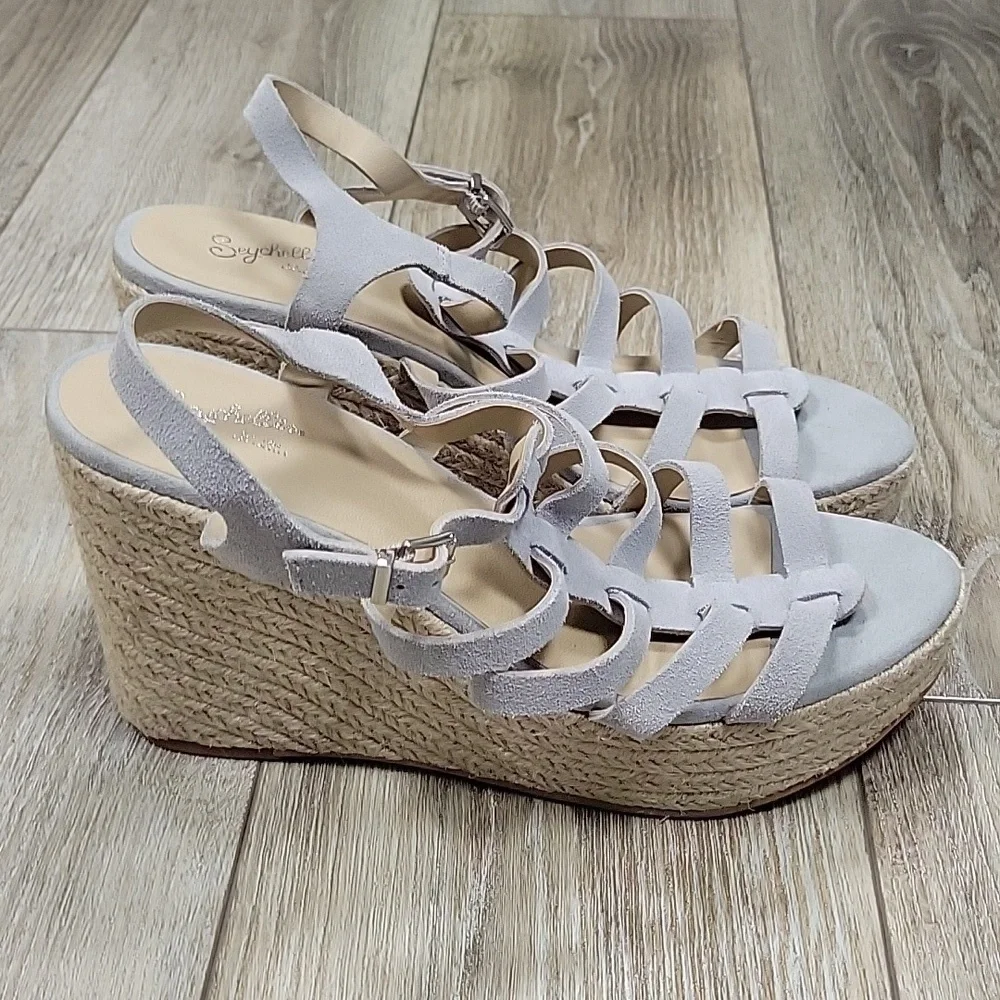 Seychelles Size 11 Light Gray Naturally Wedge Sandal
